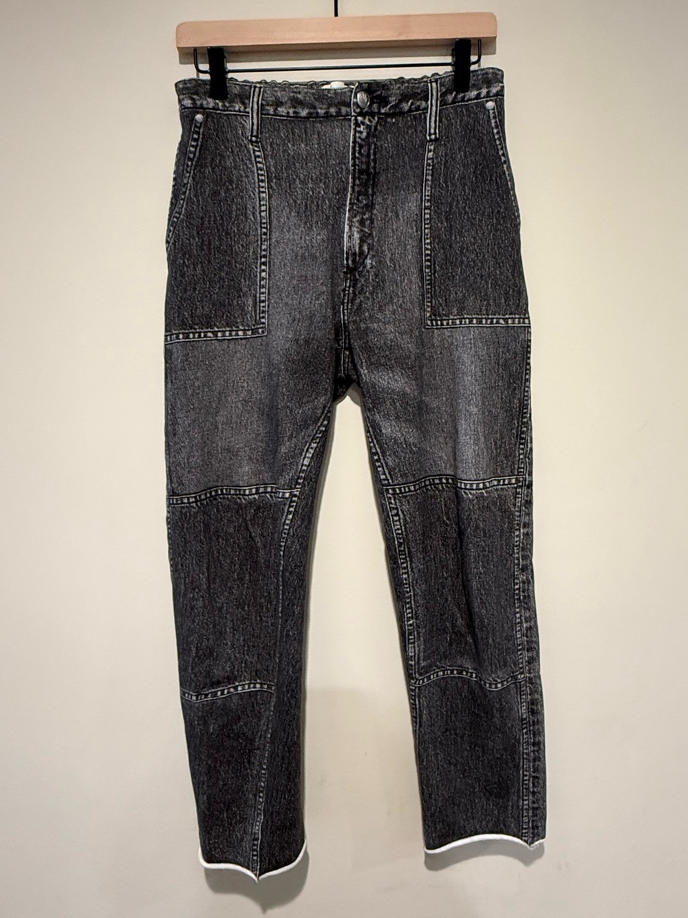 Rag & Bone Miramar Black Patchwork‎ Sweatpants Jeans Sz S Cropped 26 Inch Inseam